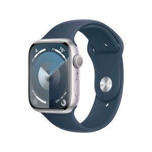 Apple Watch Series 9 45mm Silver Case w/ Storm Blue Band M/L MR9E3LL/A 2023 - quickshipelectronics