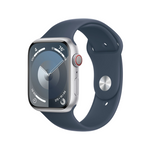 Apple Watch Series 9 45mm Cellular Silver Case w/ Storm Blue Band M/L MRMH3LL/A - quickshipelectronics