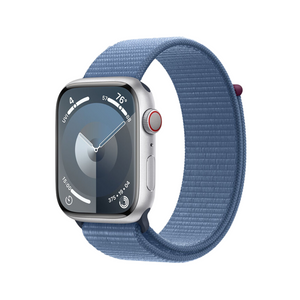 Apple Watch Series 9 45mm Cell Silver Case w/ Winter Blue Sport Loop MRMJ3LL/A - quickshipelectronics