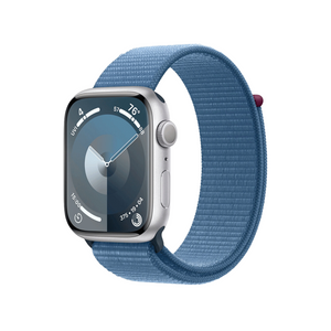 Apple Watch Series 9 45mm GPS Silver Case w/ Winter Blue Sport Loop MR9F3LL/A - quickshipelectronics