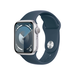 Apple Watch Series 9 41mm GPS Silver Case w/ Storm Blue Band S/M MR903LL/A 2023 - quickshipelectronics