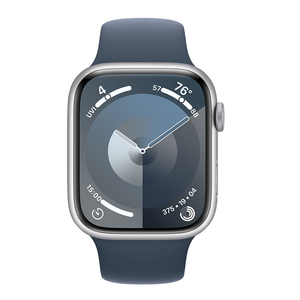 Apple Watch Series 9 45mm Cellular Silver Case w/ Storm Blue Band M/L MRMH3LL/A - quickshipelectronics