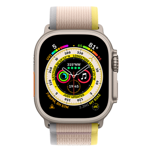 Apple Watch Ultra 49mm Cellular Titanium Case w/ Yellow/Beige Loop M/L MQF23LL/A - quickshipelectronics