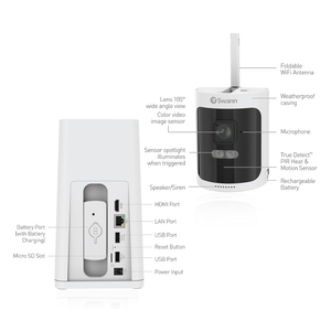 Swann AllSecure650 2K Wireless Security Kit w 4 Cameras & Power Hub SWNVK-650KH4