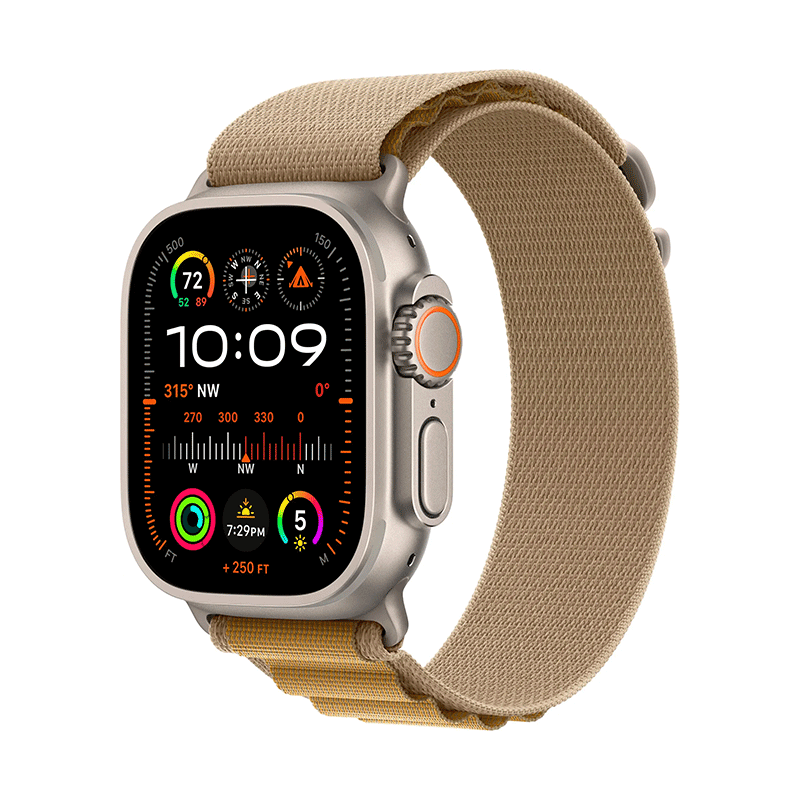 Apple Watch Ultra 2 49mm GPS + Cell Titanium Case w Tan Alpine Loop M MX4F3LW/A