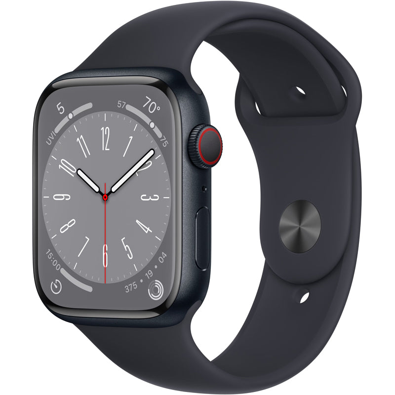 Apple Watch Series 8 45mm GPS Cellular Midnight Case w/ Sport Band M/L MNVL3LL/A