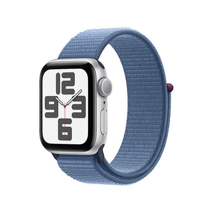 Apple Watch SE 2nd Gen (GPS) 40mm Silver Case w Winter Blue Sport Loop MRE33LL/A