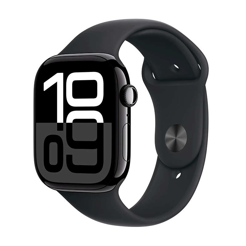 Apple Watch Series 10 46mm GPS Cell Jet Black Case w Sport Band M/L MWY43LW/A