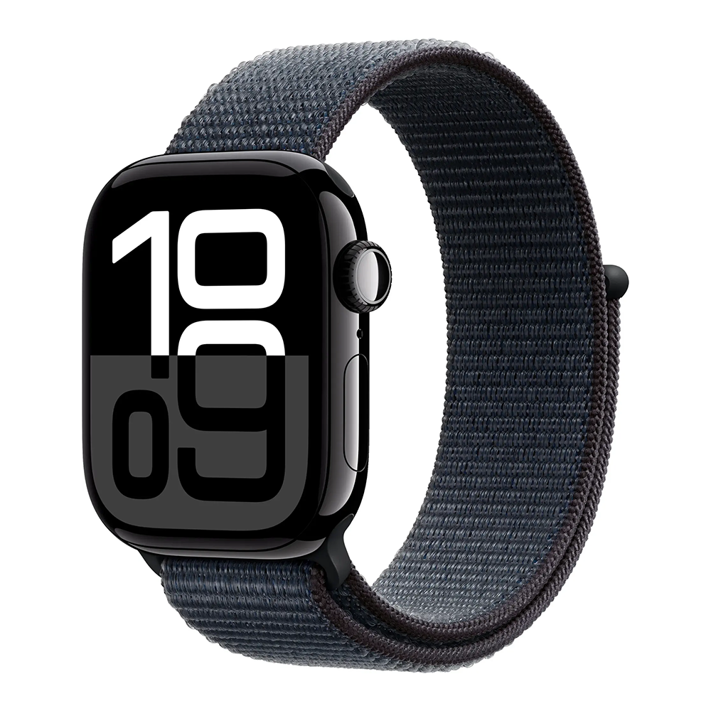 Apple Watch Series 10 GPS + Cell 42mm Jet Black Case w Ink Sport Loop  MWX83LW/A