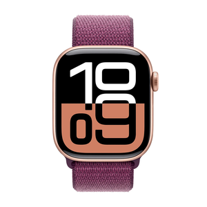 Apple Watch Series 10 42mm GPS Rose Gold Case w Plum Sport Loop MWWK3LW/A 2024