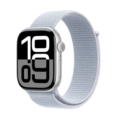 Apple Watch Series 10 46mm GPS Cell Silver Case Blue Cloud Sport Loop MWY23LW/A