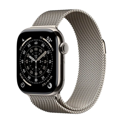 Apple Watch Series 11 42mm Cell Titanium Case w Natural Milanese Loop MF8P4LW/A