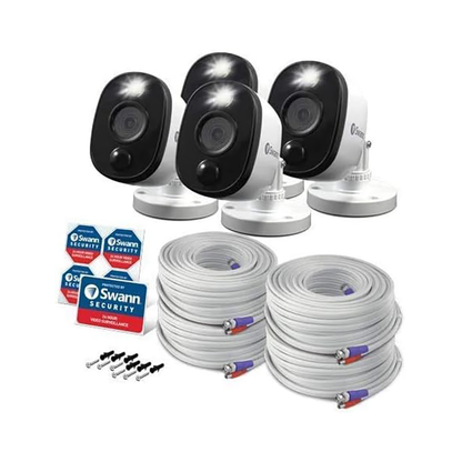 Swann Indoor/Outdoor 4K Add-On Bullet Camera 4-Pack - White - SRPRO-4KWLBWB4