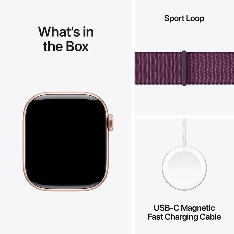 Apple Watch Series 10 42mm GPS+Cell Rose Gold Case w Plum Sport Loop MWXC3LW/A