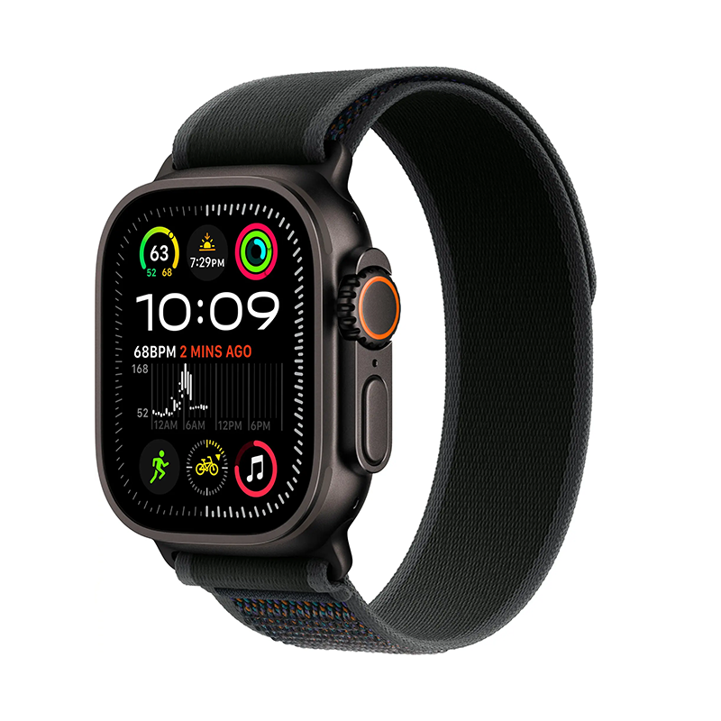Apple Watch Ultra 2 49mm GPS Cell Titanium Case w Trail Loop Black M/L MX4V3LW/A