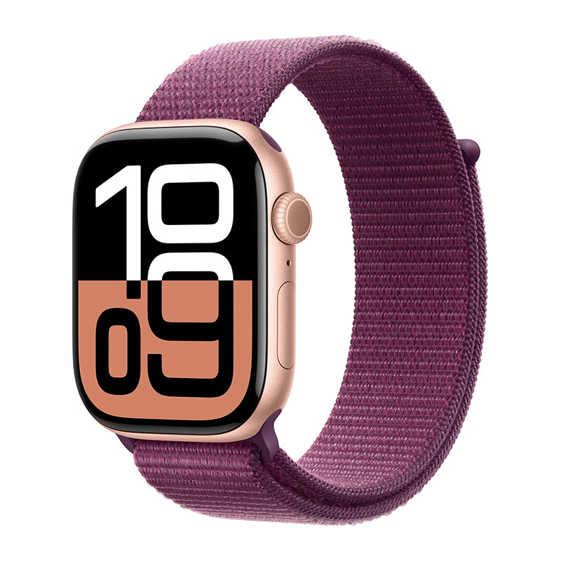 Apple Watch Series 10 46mm GPS + Cell Rose Gold Case w Plum Sport Loop MWY83LW/A