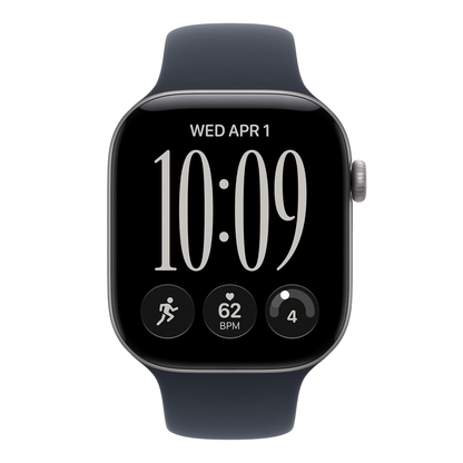 Apple Watch Series 12 46mm GPS Space Gray Case w Navy Blue Band M/L MJEJ4LS/A