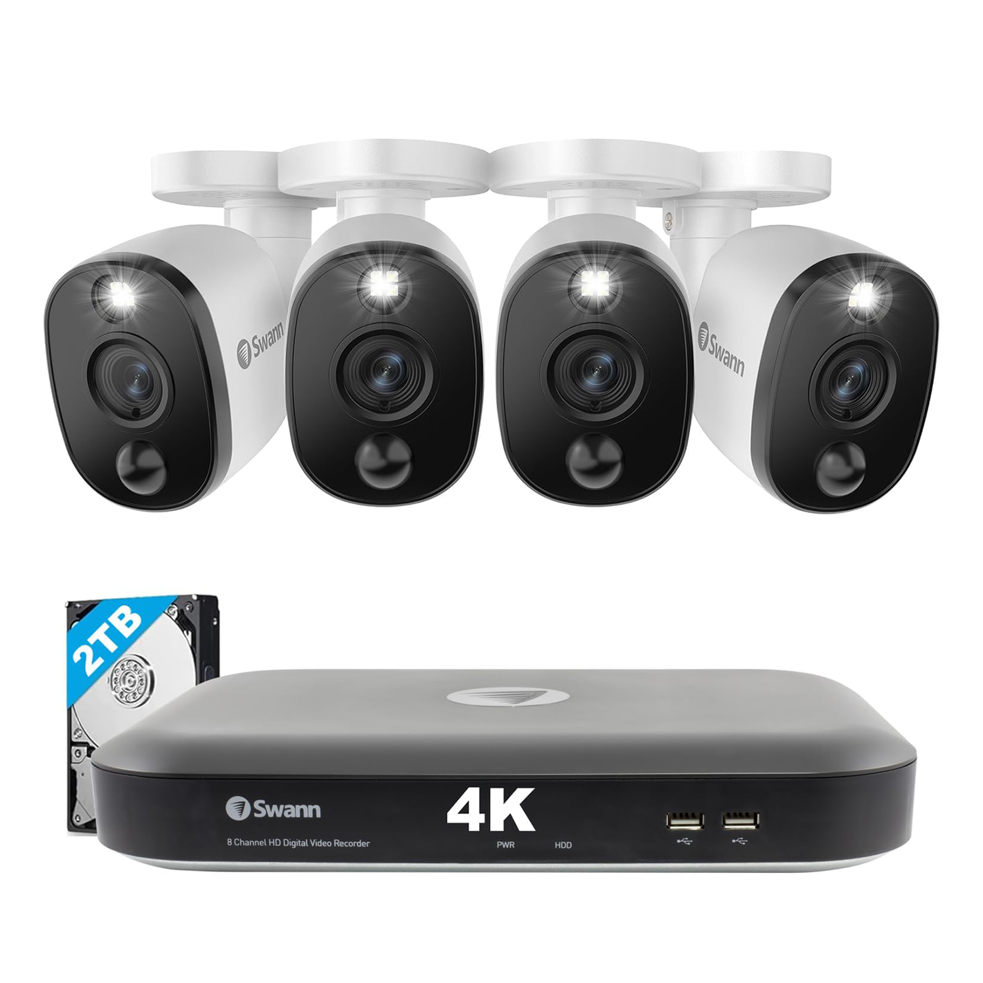 Swann 4-Camera 4K UHD Video 8 Channel DVR 2TB Security System SWDVK-855804WL-US