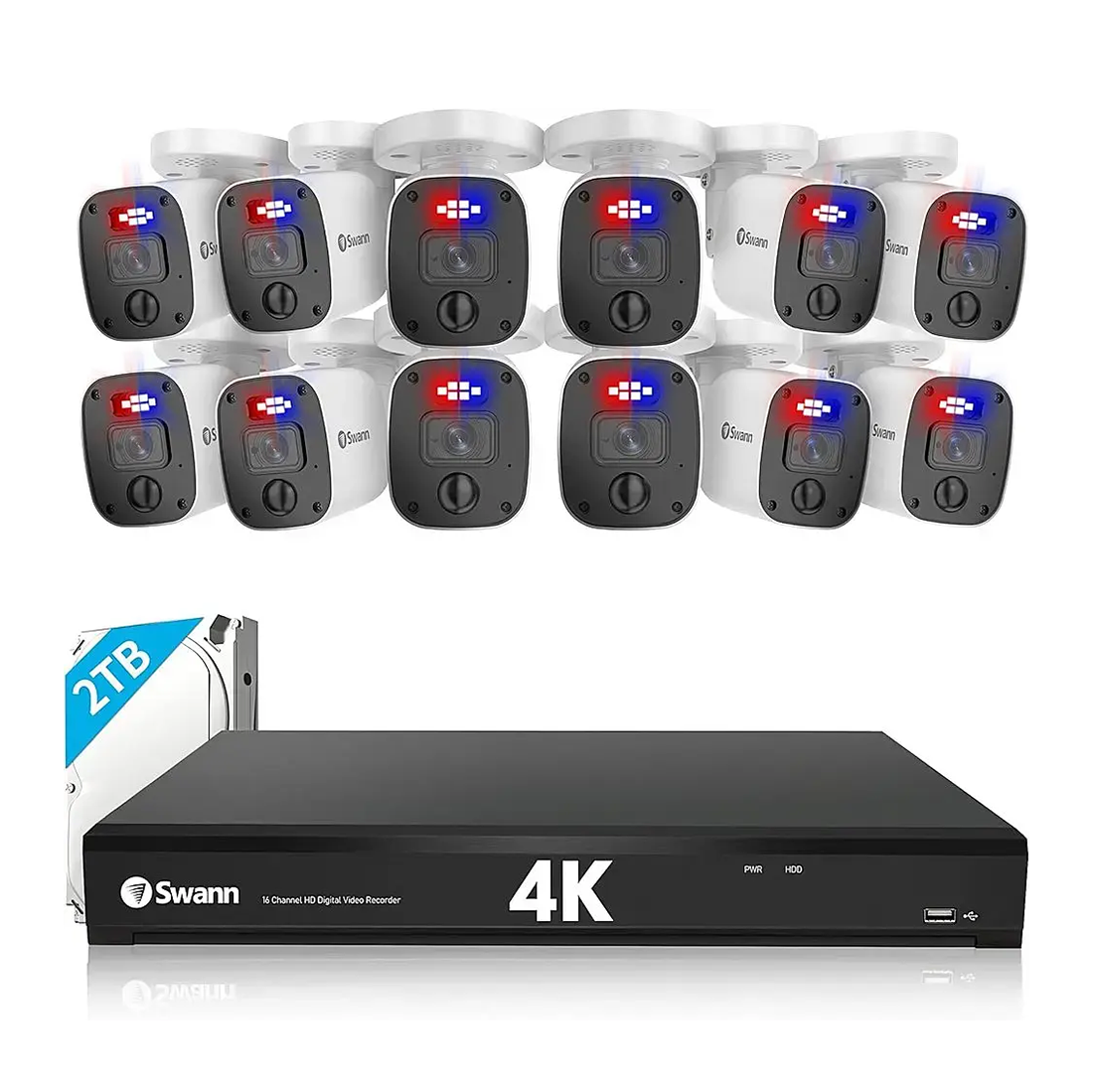 Swann Pro 16-Channel 12-Camera 4K UHD 2TB DVR Security System SODVK-16558012RL