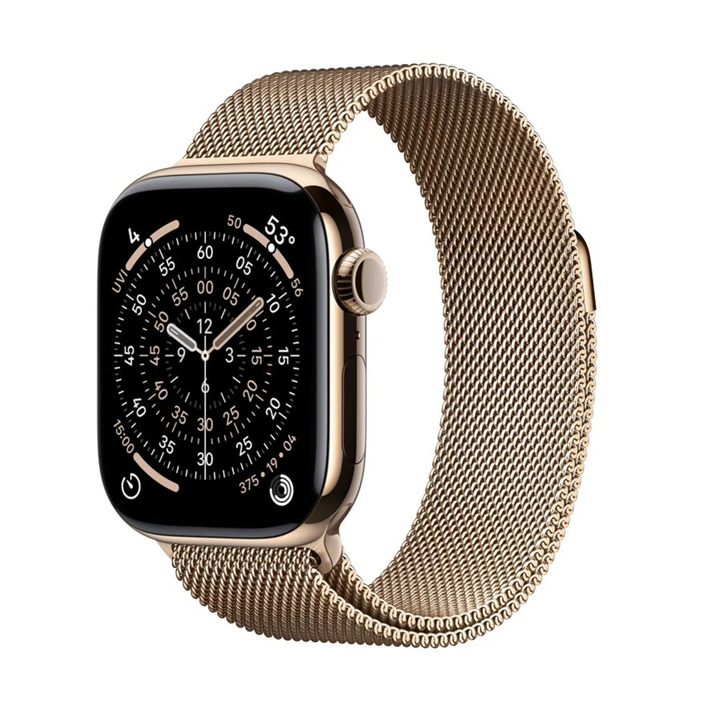 Apple Watch Series 11 42mm Cellular Gold Titanium Case Milanese Loop S MF8Y4LW/A