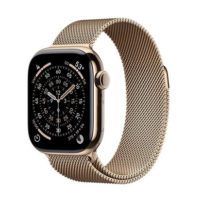 Apple Watch Series 11 42mm Cellular Gold Titanium Case Milanese Loop S MF8Y4LW/A