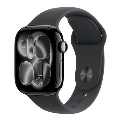 Apple Watch Series 11 42mm Cell Jet Black Case w Black Sport Band S/M MF834LW/A