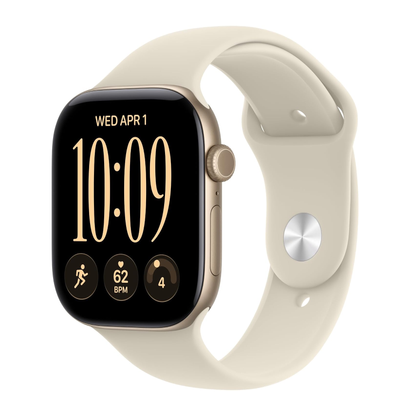 Apple Watch Series 12 46mm GPS Light Gold Case w Sand Sport Band M/L MJEP4LS/A