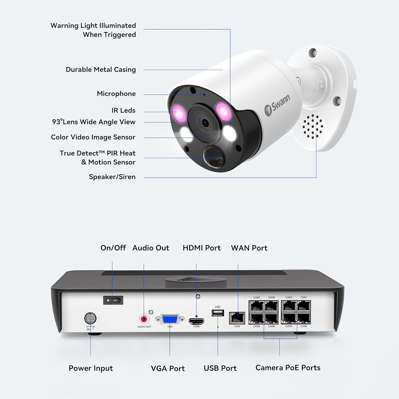 Swann 4K 4-Camera NVR Security System w/ 2TB HDD + Spotlight SWNVK-886804FB-US