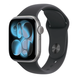 Apple Watch Series 11 42mm Cell Space Gray Case w Black Sport Band M/L MF8C4LW/A