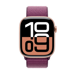 Apple Watch Series 10 46mm GPS + Cell Rose Gold Case w Plum Sport Loop MWY83LW/A