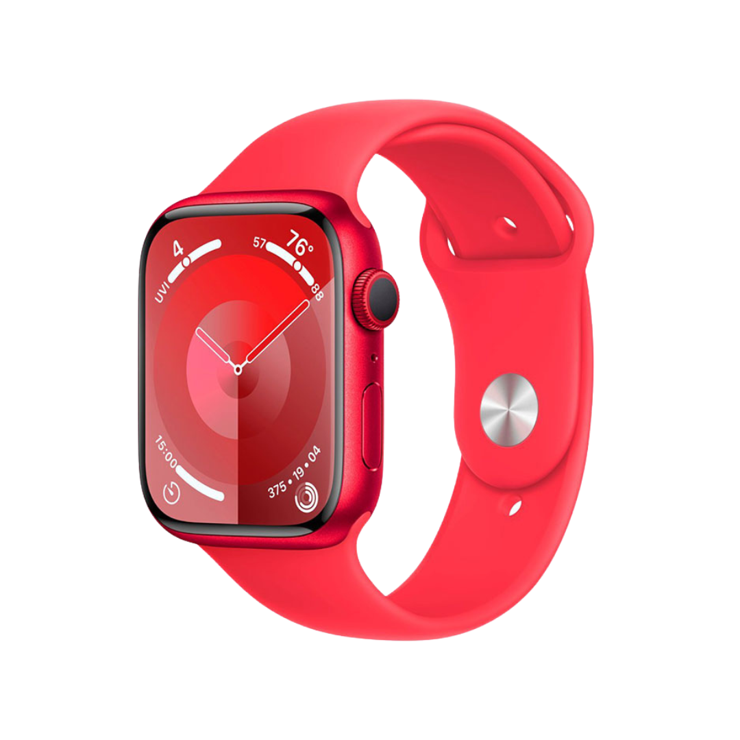 Apple Watch Series 9 45mm GPS RED Aluminum Case w/ Red Sport Band M/L MRXK3LL/A - quickshipelectronics
