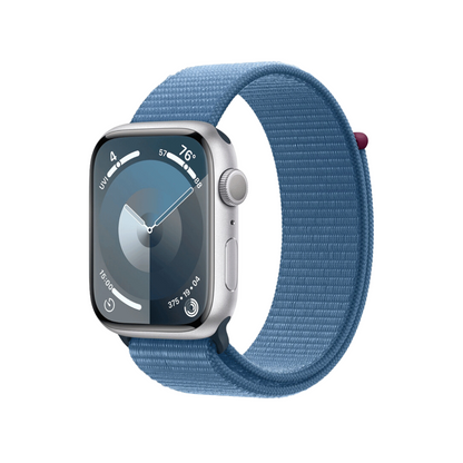 Apple Watch Series 9 45mm GPS Silver Case w/ Winter Blue Sport Loop MR9F3LL/A