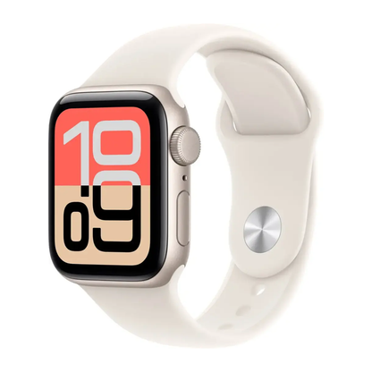 Apple Watch SE 3 40mm GPS Starlight Aluminum Case w Sport Band S/M MEH34LW/A