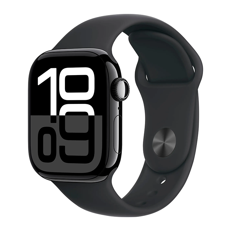 Apple Watch Series 10 42mm GPS + Cell Jet Black Case w Sport Band S/M MWX63LW/A