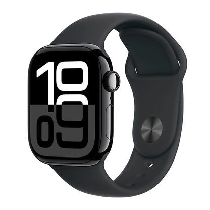 Apple Watch Series 10 GPS Cell 42mm Jet Black Case Sport Band M/L MWX73LW/A