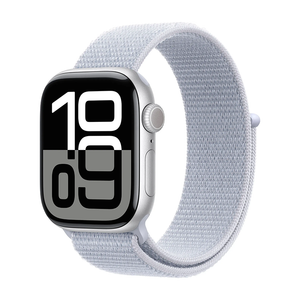 Apple Watch Series 10 42mm GPS Cell Silver w Blue Cloud Sport Loop MWX53LW/A