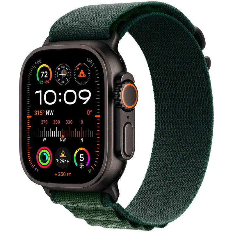 Apple Watch Ultra 2 49mm GPS Cell Black Titanium w Green Alpine Loop L MX4T3LW/A