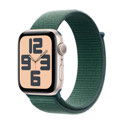 Apple Watch SE 2nd Gen GPS 44mm Starlight Case w Lake Green Sport Loop MXEW3LL/A