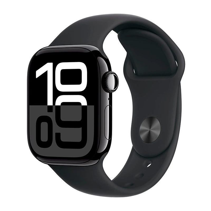 Apple Watch Series 10 42mm GPS Jet Black Case w Black Sport Band M/L MWWF3LW/A