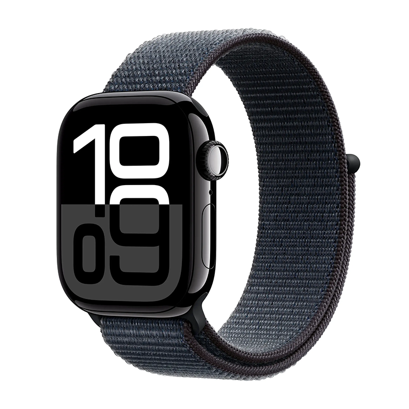 Apple Watch Series 10 42mm GPS Jet Black Case w Ink Sport Loop MWWG3LW/A 2024