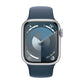 Apple Watch Series 9 GPS + Cell 41mm Silver Case w Storm Blue Band S/M MRHV3LL/A - quickshipelectronics