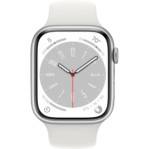 Apple Watch Series 8 45mm GPS + Cellular Silver Case w/ White Band M/L MP4W3LL/A - quickshipelectronics