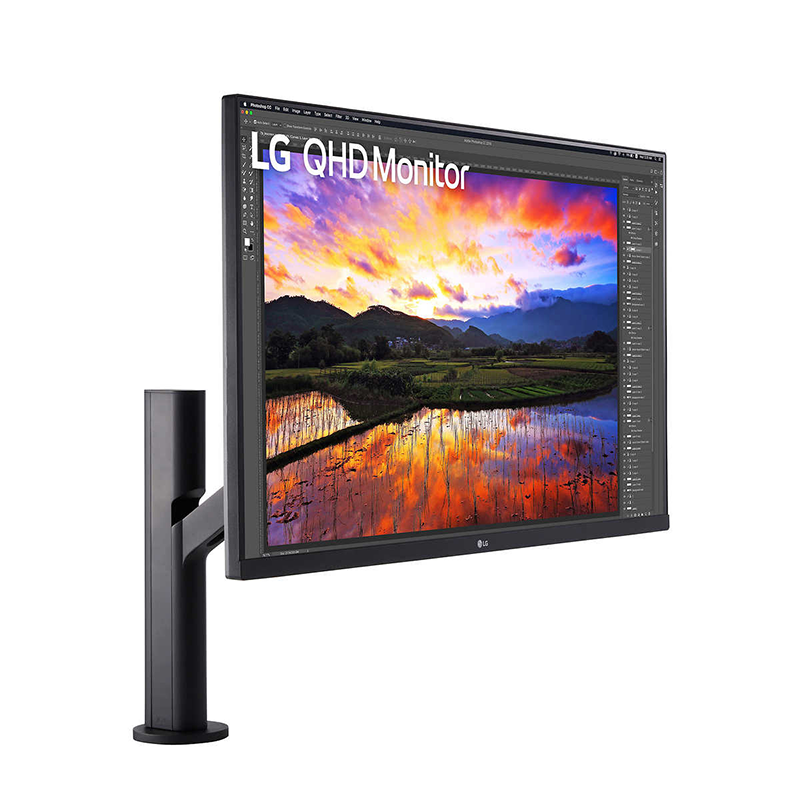 LG 32" QHD IPS 1440p Ergo Monitor 75hz 5ms ErgoStand with C-Clamp 32QP880-B - quickshipelectronics